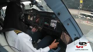 Shaima Pilots the ETIHAD A380 out of Abu Dhabi