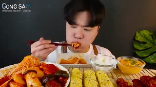 ASMR MUKBANG FIRE Noodle & FRIED CHICKEN & CHEESE STICK EATING SOUND!