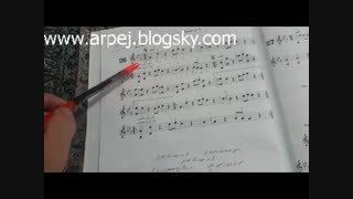 با من صنما از کتاب شیوه سنتور نوازی(اثر استاد پایور) - مرحله اول شماره گذاری نت ها