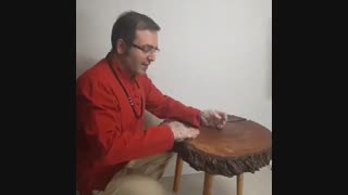 میز عسلی صنوبر سه پایه چوبی روستیک