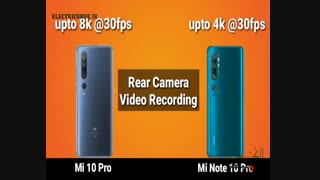 مقایسه فنی Xiaomi Mi10Pro vsXiaomi MiNote10Pro