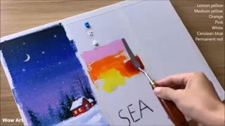 اموزش آسان و گام به گام نقاشی روی بوم | سه منظره در یک نگاه