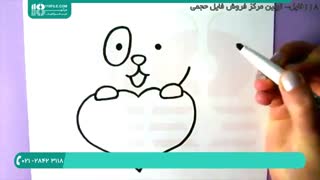 کشیدن نقاشی کودکانه سگ جذاب با قلب