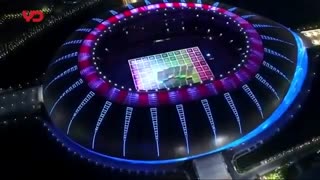 نورپردازی خلاقانه و بسیار جالب دیوارها و سقف استادیوم فوتبال در چین