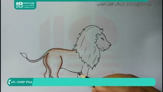 کشیدن نقاشی شیر با ماژیک و رنگ آمیزی