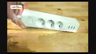 جعبه گشایی سه راهی برق شیائومی با سه سوکت و ۳ پورت USB