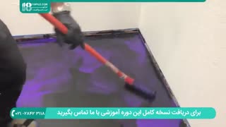 نصب کفپوش اپوکسی ارتعاشی مشکی،بنفش و قرمز متالیک