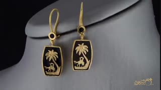 طوق و گوشواره میناکاری نخل و کاروان اثری فاخر از گالری طلا و جواهر محمود