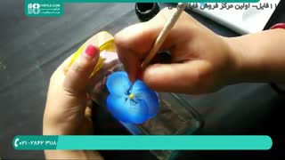 آموزش کشیدن گل اطلسی بر روی بطری شیشه ای