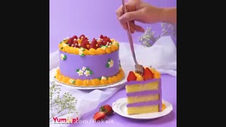 تزئین کیک میوه ای بسیار قشنگ