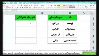 آموزش اکسل پیشرفته در آموزشگاه عصرنخبگان - تابع concatenate