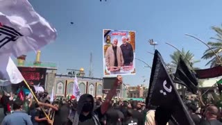 حضور حاج قاسم عزیز و ابو مهدی در روز عاشورا در بین الحرمین - کربلا