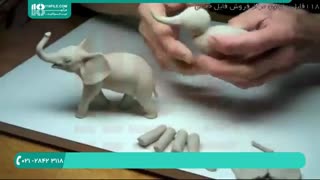 ساخت فیل باغ وحش با استفاده از گل و سفال