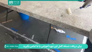 طریقه اجرای پوشش اپوکسی کوارتز سفید و نقره ای برای میز ضخیم