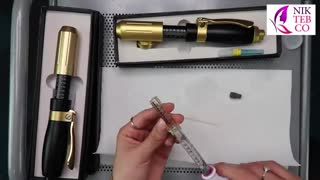 آماده کردن دستگاه تزریق ژل بدون سوزن هیالورون پن برای تزریق ژل