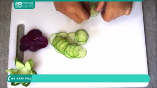 آموزش سفره آرایی  _ تزیین ظرف سالاد با کلم قرمز و خیار