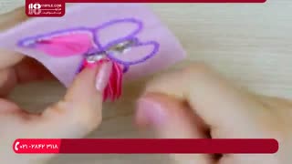 جواهر دوزی | دوخت سنجاق سینه پروانه با نمد