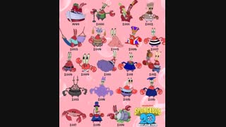 از قدیم  تا جدید گری، خانم پاف، آقای خرچنگ و سندی در انیمیشن باب اسفنجی.