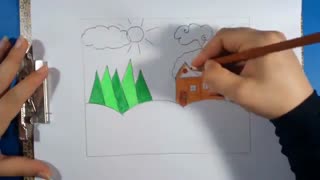 نقاشی منظره برفی کودکانه