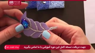 آموزش جواهر دوزی سنجاق سینه طرح پر