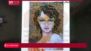 مراحل نقاشی طرح خانم همراه با گل رز بر روی شیشه