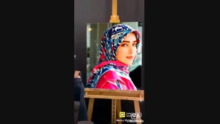 نقاشی زن با حجاب