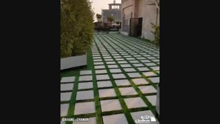 چمن مصنوعی بین سنگی در روف گاردن | خانه چمن