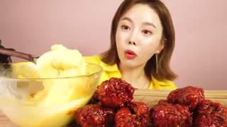 먹방 ASMR] SPICY] CHICKEN + CHEESE FONDUE 지옥에서 온 불닭 치킨과 치즈 퐁듀 먹방 Eatingsound realsound Ssoyoung