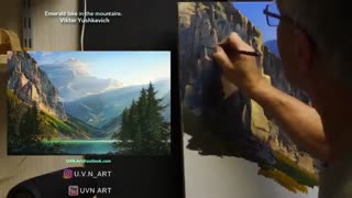 منظره کوهستان .رنگ روغن  Mountain landscape. Painting - Viktor Yushkevich.