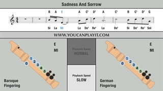 نت دومین آهنگ انیمه ناروتو sadness and sorrow با فلوت ریکوردر