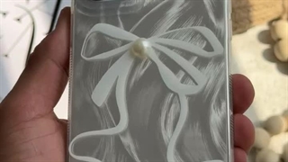 قاب موبایل آیفون بونات پاپیون شاینی نقره ای تک مروارید